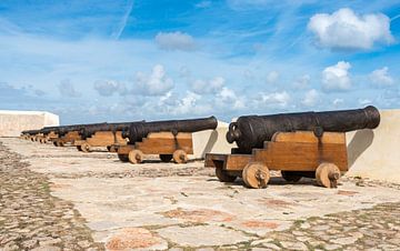 old rusty cannons on walls at Sagres Portugal