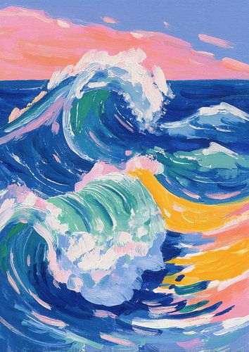 Kleurrijke golven - Speels zeeschilderij