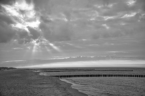 Groyne in Zingst aan de Baltische Zee, die in zee reikt.