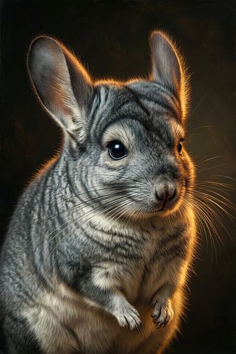 Chinchilla-portret in warm randlicht