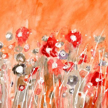 Blumenwiese Rot - Bloemenweide Rood von Claudia Gründler