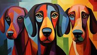 Abstracte honden kubisme kleurrijk panorama van TheXclusive Art thumbnail