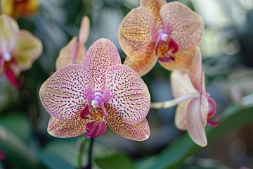 Close-up van bloeiende orchidee met bladeren van Imperial Art House