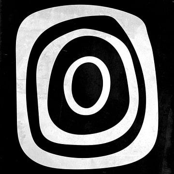Abstracte geometrische zwarte en witte cirkels 3 van Dina Dankers