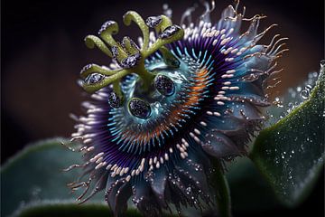 Blue Crown Passion Flower: Die großzügige Schönheit der Tropen von Surreal Media