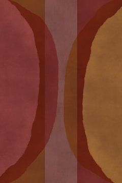 70s Retro veelkleurige abstracte vormen. Oker, warm rood en bruin. van Dina Dankers