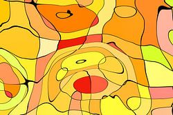 Hot Dog, abstracte honden in warme kleuren