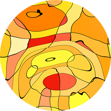 Hot Dog, abstracte honden in warme kleuren