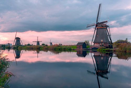 Windmills Kinderdijk at sunset