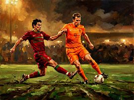 Fußballgemälde: Niederlande gegen Portugal
