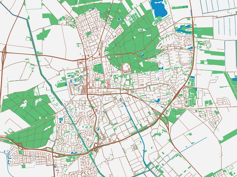 Map of Emmen in the style Urban Ivory by De Kaartenwinkel