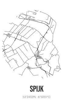 Spijk (Groningen) | Landkaart | Zwart-wit van Rezona