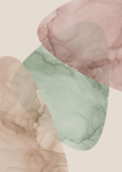 Collage of watercolor shapes with marble look by Studio Allee