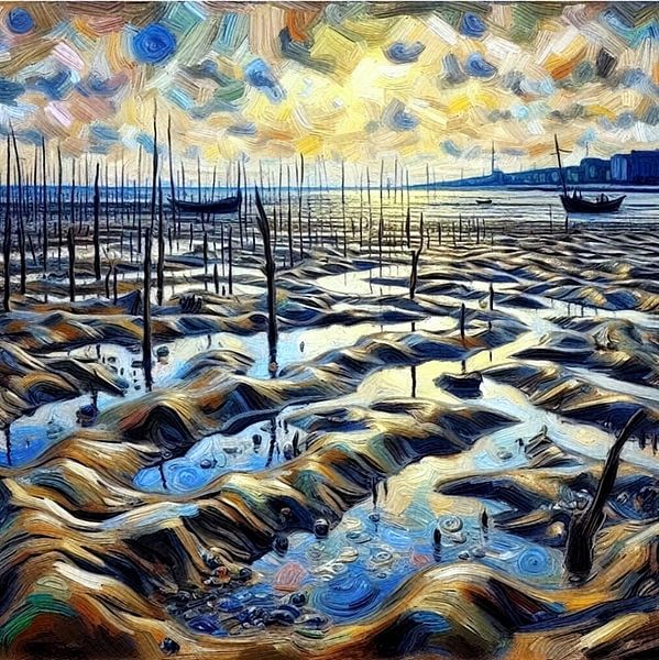 Das Wattenmeer im Picasso-Stil 3 von Yvonne van Huizen