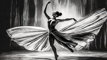 Photographie en noir et blanc avec une danseuse de ballet sur Mustafa Kurnaz