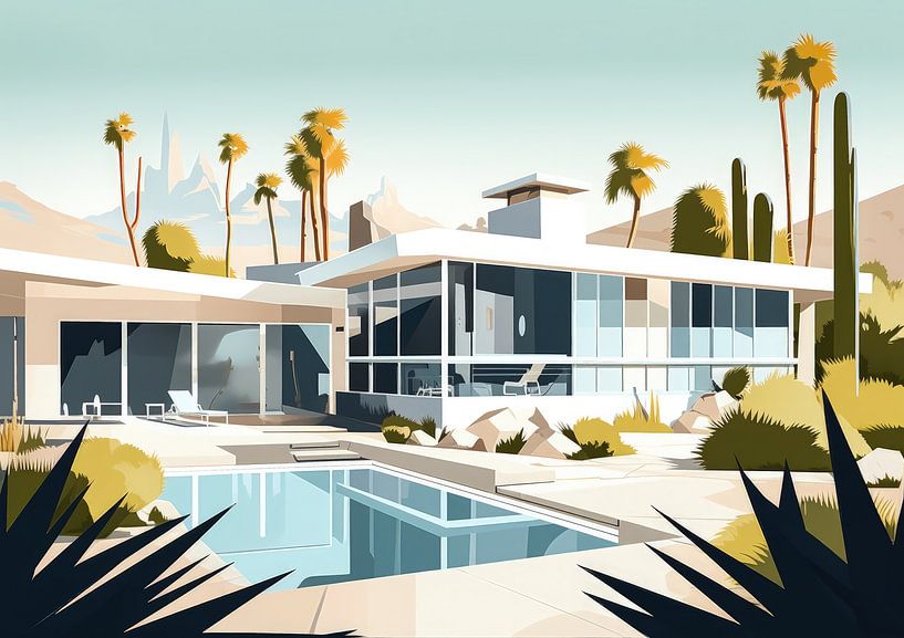 Architectuur modernisme bungalow Arizona van Vlindertuin-Art