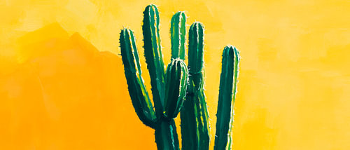Cactus voor gele achtergrond