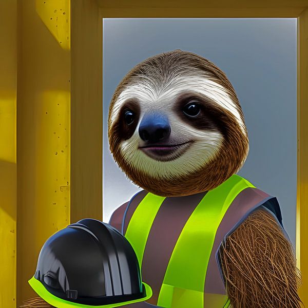 Faultier als Bauarbeiter von Babetts Bildergalerie