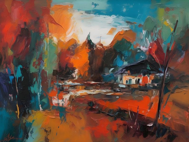 Cabane dans la forêt d'automne par FJB