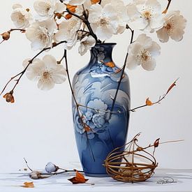 Trockenblumen in einer Kintsugi-Vase
