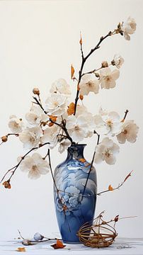gedroogde bloemen in een Kintsugi vaas van Gelissen Artworks