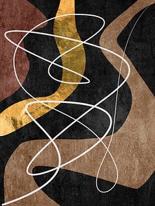Organische Abstrakte Gold Kunst In Erdtönen Minimalistische