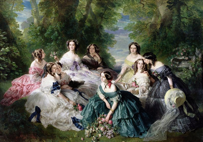 Franz Xaver Winterhalter~ Kaiserin Eugenie, umgeben von ihren Hofdamen in Waiting. von finemasterpiece