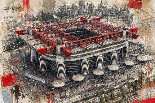 Het San Siro-voetbalstadion in Milaan schilderij.