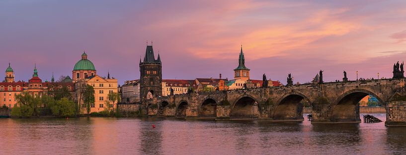 Panorama of Charles Bridge in Prague by Henk Meijer Photography