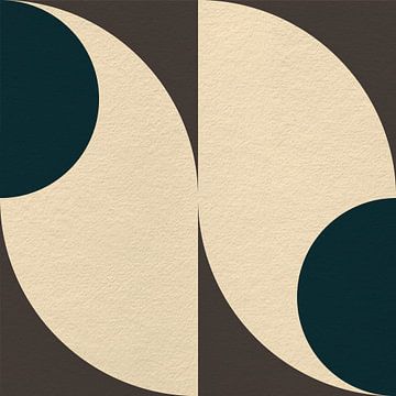 Art moderne abstrait minimaliste avec des formes géométriques en brun, noir et blanc. sur Dina Dankers