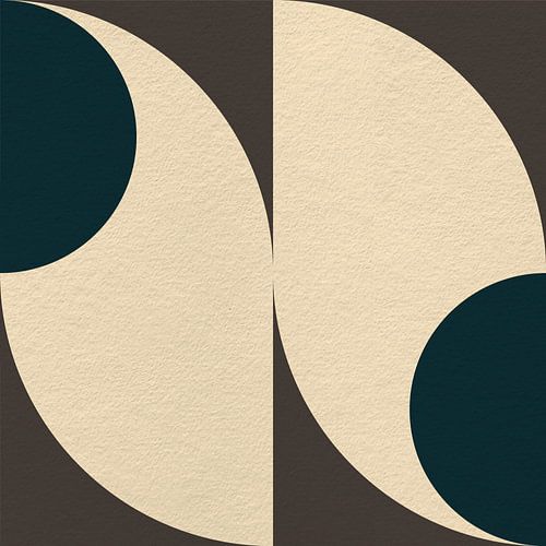 Moderne abstracte minimalistische kunst met geometrische vormen in bruin, zwart, wit