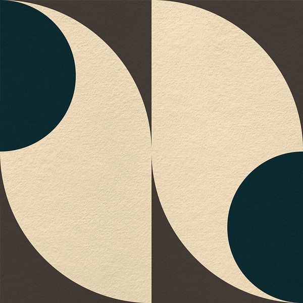 Modern abstract minimalist art with geometric shapes in brown, black, white by Dina Dankers