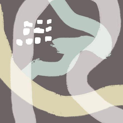 Abstracte pastelkunst in Wild Wonder kleuren in taupe, beige, groen, bruin