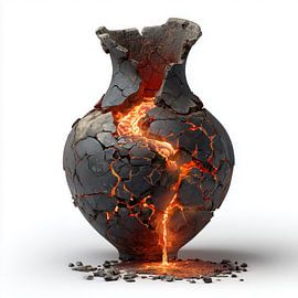Ausbrechende Lava sprudelt aus einem Steintopf von TheXclusive Art