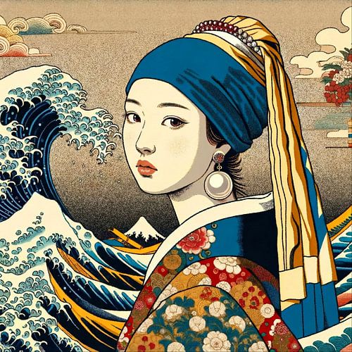 Mädchen mit Perle und Wellen