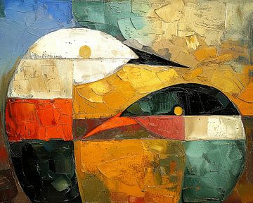 Moderne Vogel Werk | Portret van Abstract Schilderij