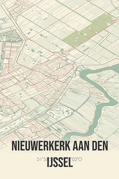 Vintage map of Nieuwerkerk aan den IJssel (South Holland) by Rezona