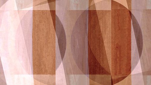 Mid Century Bauhaus Vormen Pastel Schilderij Zachte aardekleuren van FRESH Fine Art