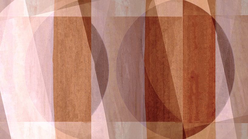 Mid Century Bauhaus Vormen Pastel Schilderij Zachte aardekleuren van FRESH Fine Art