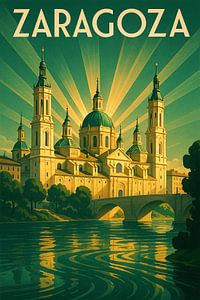 Zaragoza Basilika Art Deco Poster
