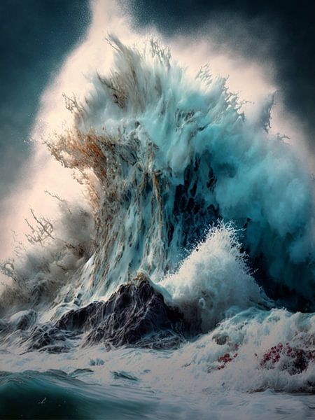 Force of nature huge wave spray rocks roaring dramatic by gm_designs