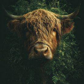 Portrait d'un Highlander écossais au teint sombre, dans une atmosphère mystique sur Eva Lee