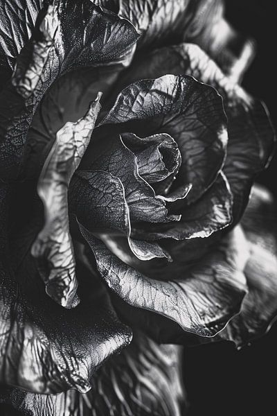 Elegante zwart-wit macrofotografie van een roos van Art & Soul Creations