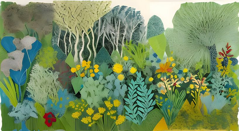 Plantes, feuilles, fleurs - collage par Nick Wendt