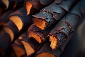 Holzstämme mit Rinde – Nahaufnahme von Poster Art Shop