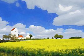 Une maison colorée à la campagne - Art numérique sur Dirk van der Ven