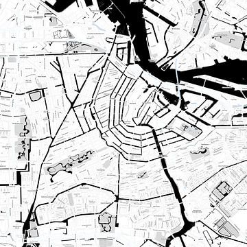 Kaart van Amsterdam in stripboekstijl