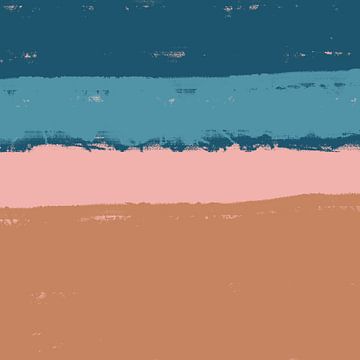 Dromenland. Modern abstract landschap in heldere pastelkleuren. Blauw en roze