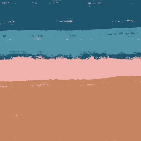 Dreamland. Modern abstract landscape in bright pastel colors. Blue and pink by Dina Dankers