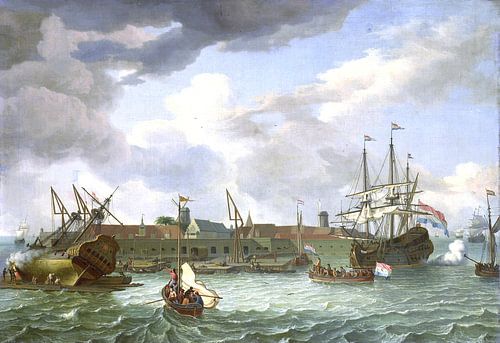 Het eiland Onrust bij Batavia, Abraham Storck